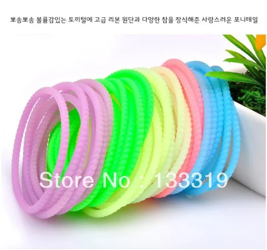 

High Quality Fashion Fluorescent Color Super Elastic Whorl Candy Bracelet Hair Ring Hair Rope Fashion Headwear Wholesale