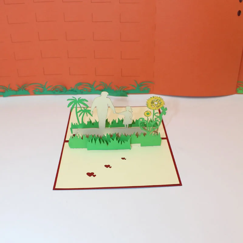 3D лазерная резка ручной работы солнечный цветок с папой и дочкой бумажные