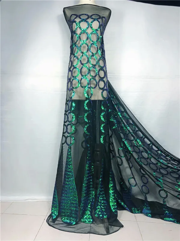 Beautifical French gold sequins lace fabrics black tulle mesh fabric for dress New arrival nigerian with sequin zbr2-3 | Дом и сад