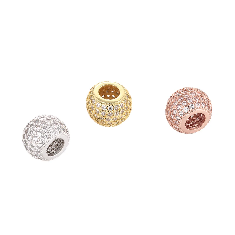 

10*7mm Big Hole Beads Fit European Bracelet Necklace DIY Zircon Beads Charms Micro Pave CZ Ball Fashion Women Jewelry CHF224