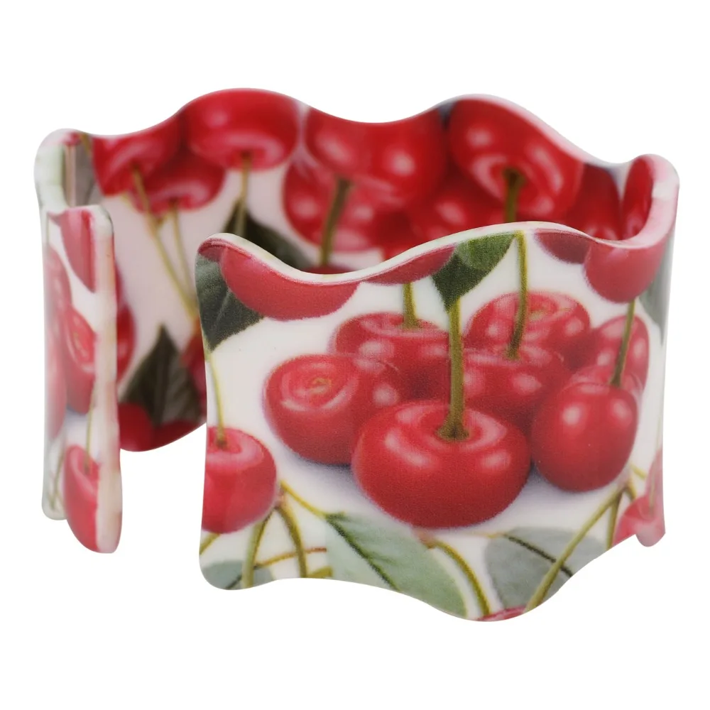 WEVENI Wide Love Lightweight Cherry Pattern Bangles Bracelets Original Acrylic Jewelry For Women New Fashion Girl Accessories | Украшения и