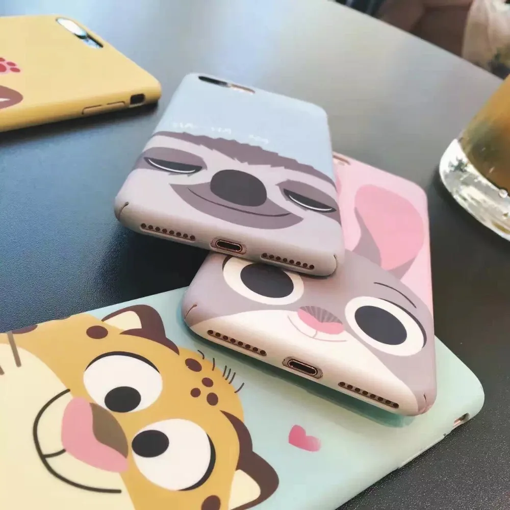for iPhone 6 6s plus 7 7plus lovely Cartoon Zootopia Judy rabbit Nick Lover Couple hard pc case Cove |
