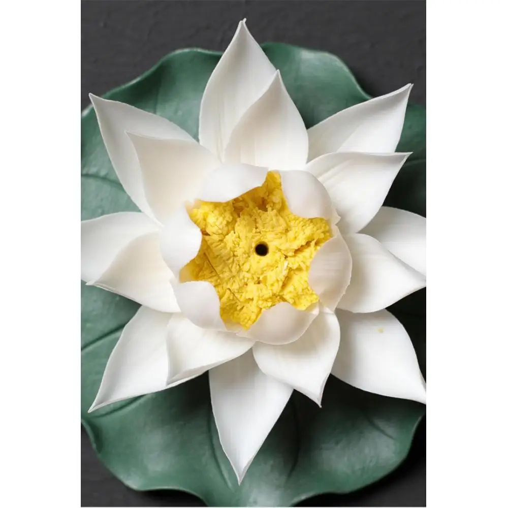 

Backflow Traditional Ceramic Inserted Burner Incense Seat Porcelain Lotus Flower Zen Buddhism Ornaments Home Yoga Studio Decor