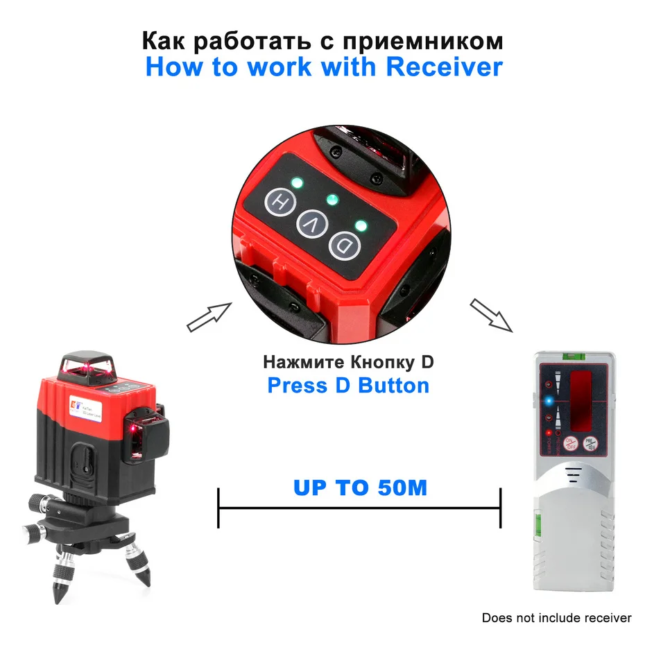Лазерный уровень Kaitian штатив 3D 12 линий самонивелирующийся горизонтальный и