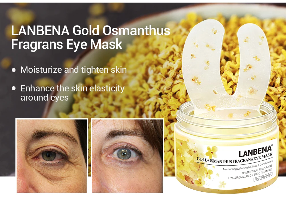 LANBENA Gold Osmanthus Fragrans Eye Mask Patches Remover Dark Circles Eye Bag Reduces Eye Lines Lifting Firming Skin Care 50PCS