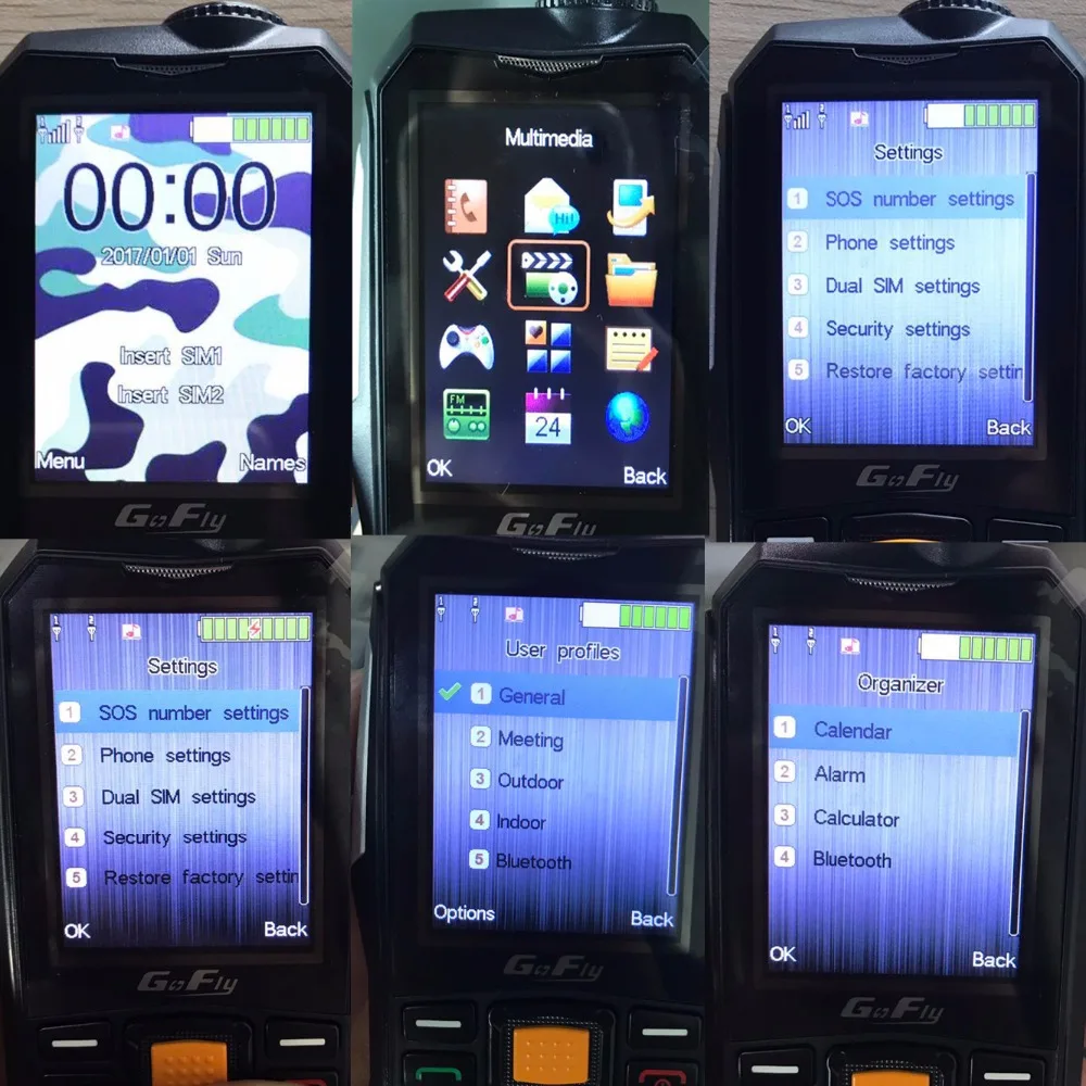 GOFLY F7000 русский арабский противоударный SOS фонарик 6800 мАч Батарея долгого ожидания Мощность мобильного банка для телефона или фонарика FM сотовый P069