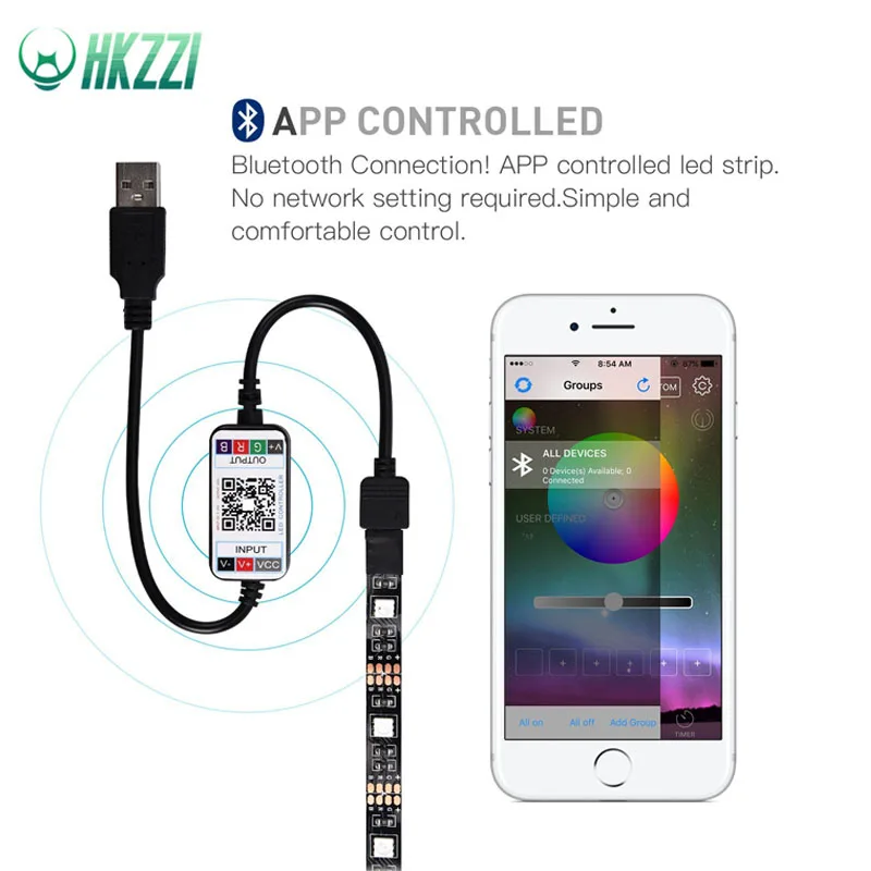 HKZZI USB светодиодный световой бар беспроводной Bluetooth 4 0 управление приложение