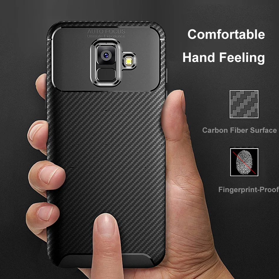 Silicone Case For Samsung Galaxy A6 2018 Shockproof Carbon Fiber Soft TPU Cover Plus Silicon |