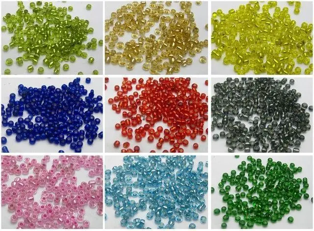 

5000 Mixed Color Glass Seed Beads 2mm Silver Colour foil lined + Storage Box