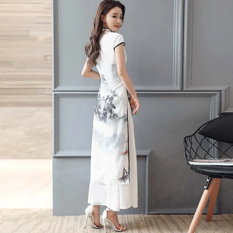 Летнее женское вечернее платье cheongsam qipao китайское Восточное улучшенное с