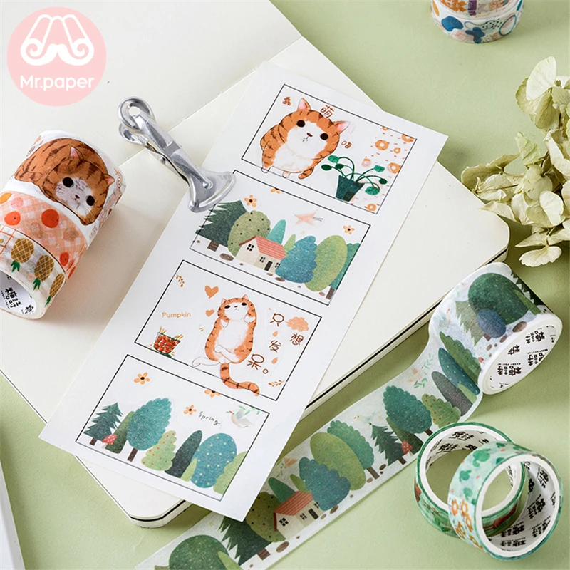 Mr paper 3 шт./компл. Kawaii милый мультфильм Скрапбукинг DIY деко васи ленты пули журнал украшения маскировки ленты 15 мм/30 мм