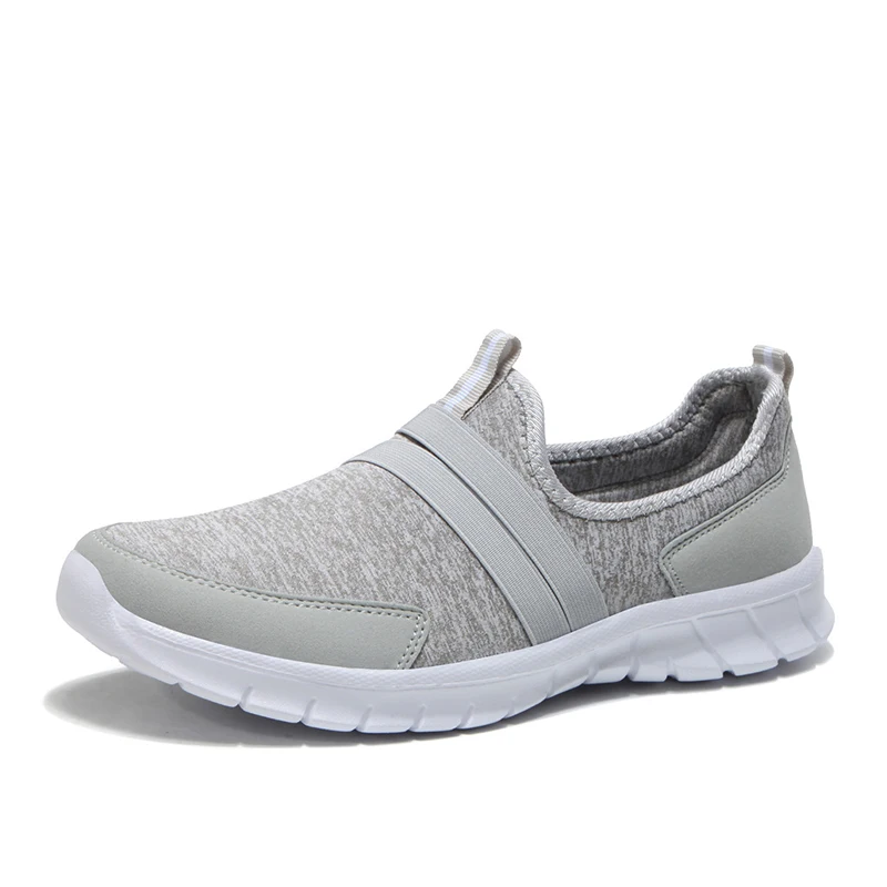 light gray MCCKLE/Женская обувь из эластичной ткани; Вулканизированная обувь; женские удобные лоферы без застежки; женская повседневная обувь на плоской подошве; большие размеры; Прямая поставка - Цвет: light gray