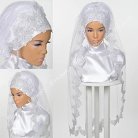 muslim wedding bridal hijab 2019 lace voile khimar islamic nikkah voile mariage veils one layer fingertip length designer