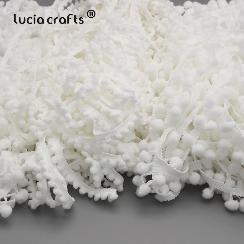 Lucia crafts 5 ярдов 10 мм белая кружевная лента с бахромой и помпоном для