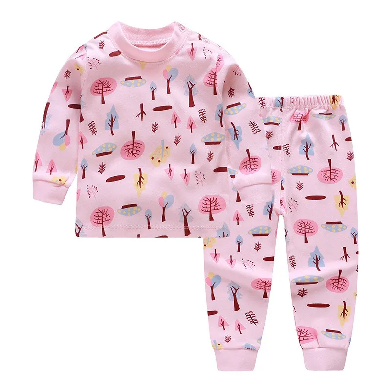Style 28 Детские пижамные комплекты для мальчиков; Милая футболка с длинными рукавами и круглым вырезом и принтом с героями мультфильмов; топы и штаны; Детская осенняя одежда для сна для маленьких девочек - Цвет: Style 28