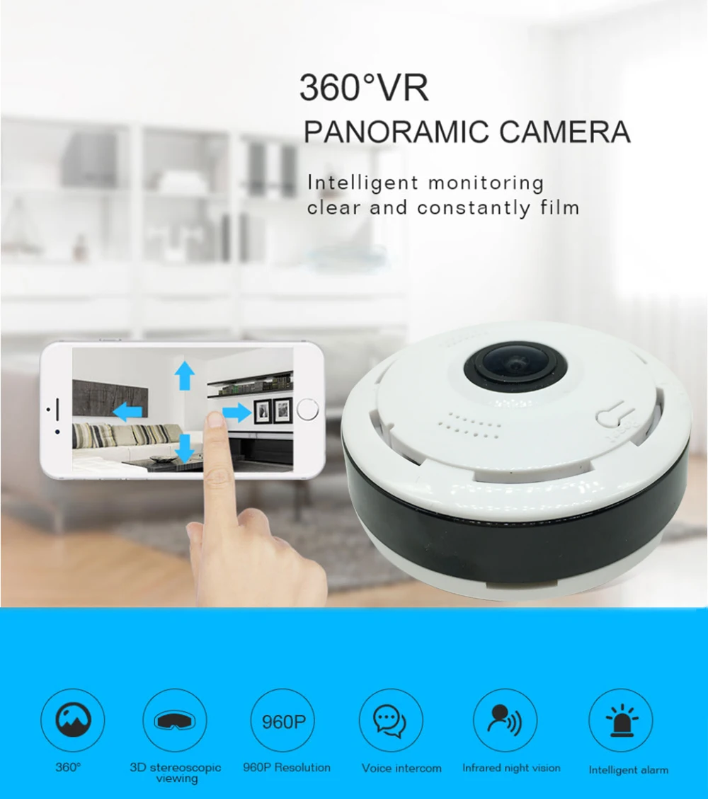 Kruiqi Мини wifi IP камера 1080P 360 градусов камера IP рыбий глаз панорамная 2 Мп wifi PTZ IP Cam беспроводная камера видеонаблюдения