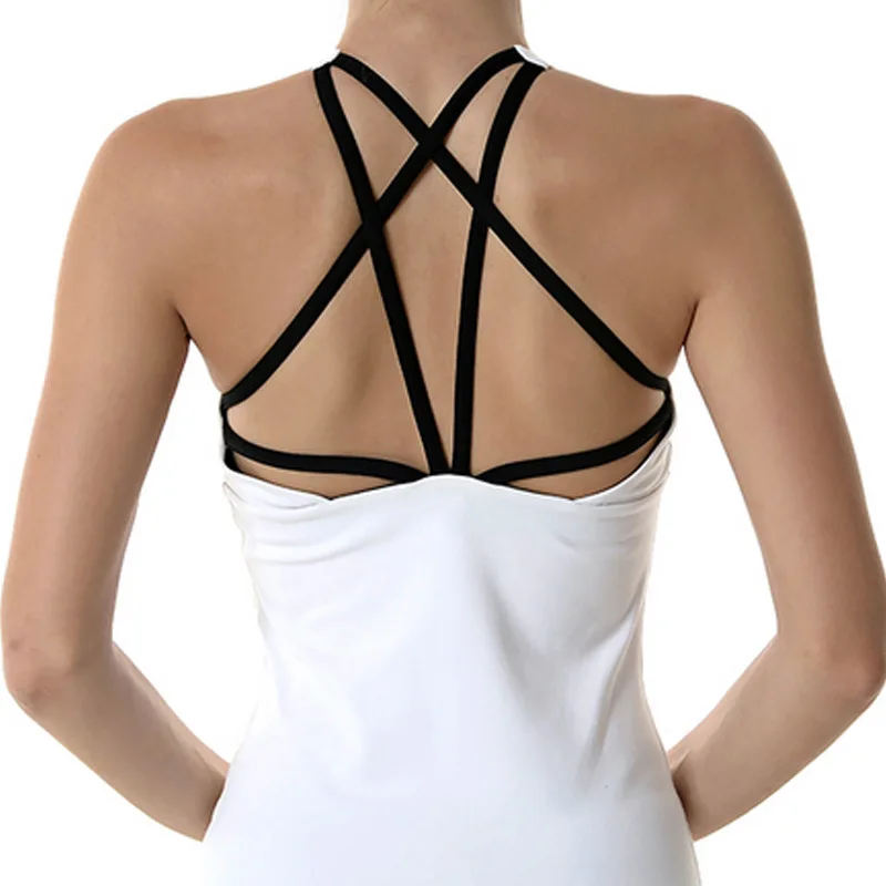 Спортивная футболка для занятий йогой одежда женщин топ без рукавов с нагрудным