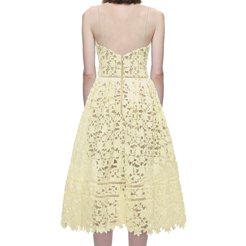 2016 новый бренд дизайнер azaelea dress в желтый женщины кружева boho сексуальная пляж midi