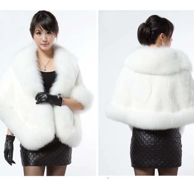 Бесплатная доставка 2020 искусственный мех шаль Женское зимнее пальто Высокое