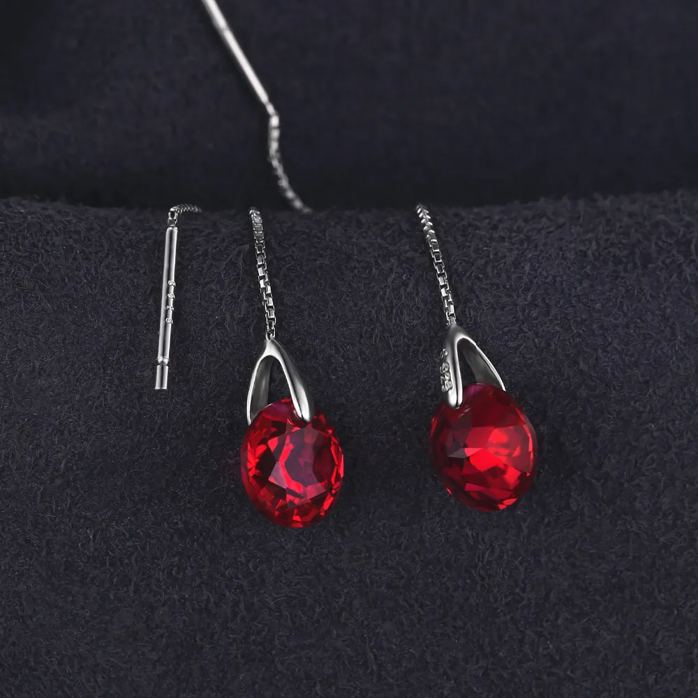 Jewelrypalace модные 5.59ct круглый СОЗДАН RUBY нити Серьги 925 серебро Ювелирные украшения