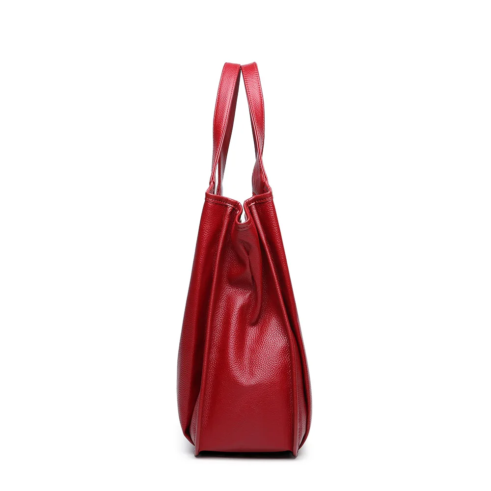 Женские сумки из натуральной кожи, Повседневная Сумка-тоут Bolsa Feminina, повседневные Модные ручные сумки для покупок, черная переносная сумка на плечо для женщин