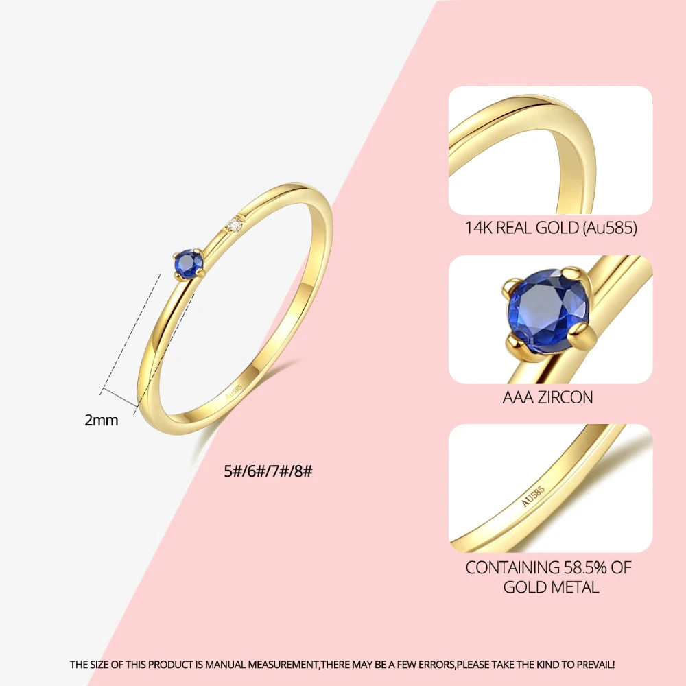 Gem& Time корейские кольца с голубым сапфиром из золота 14 к для женщин топаз тонкое ювелирное изделие для помолвки из желтого золота AU585 R14007