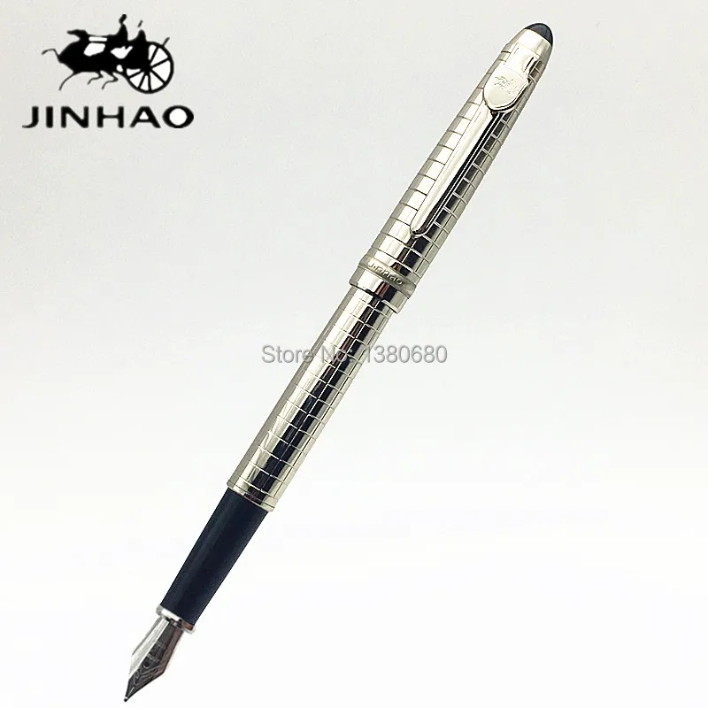Ручка перьевая JINHAO металлическая серебристая 163 пробы | Канцтовары для офиса и