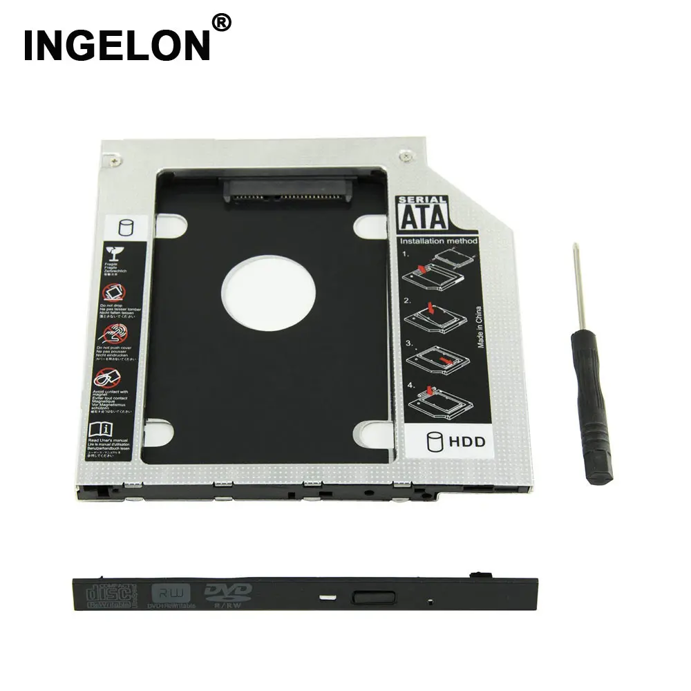 Ingelon 2nd 2,5 ''SATA HDD SSD жесткий диск DVD CD rom Оптический SuperDrive Caddy 9,5 мм адаптер для Apple Unibody Macbook Pro