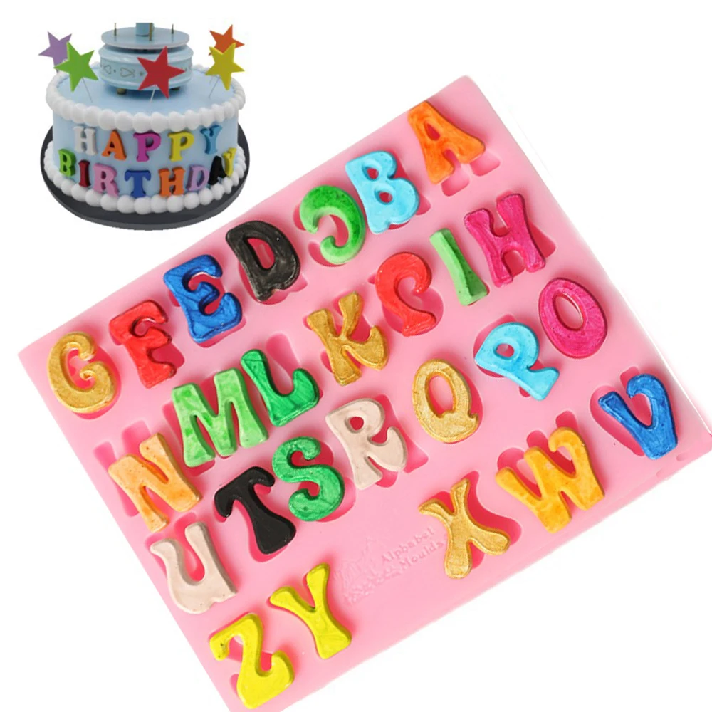 1 шт. 26 цифр силиконовая форма буквы 3D Fondant формочка для торта инструменты