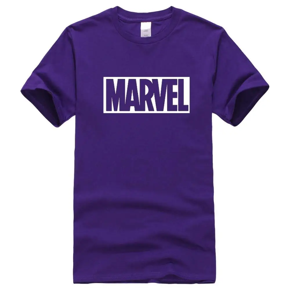 purple white Новая модная футболка "Марвел", мужская хлопковая Повседневная футболка с короткими рукавами, мужские футболки marvel, мужские топы, футболки - Цвет: purple white