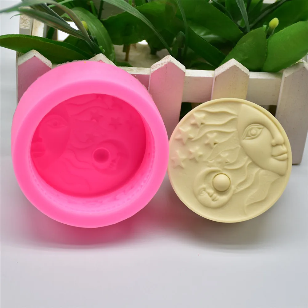 DIY 3D Солнце Луна, звезда образец, силиконовая форма для мыла, форма для свечей, гипсовые украшения, цемент, скульптура, форма для украшения торта