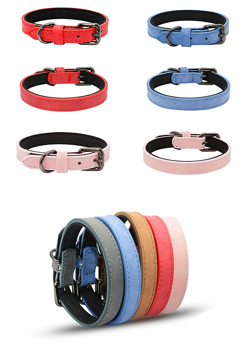 Padded Diving Cloth Leather Dog Collar For Small Medium Large Dog Labrador Bulldog Heavy Alloy Soft Pet Cat Puppy Dog Collar