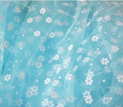 sky blue 200*150 см красивый маленький Fower Тюль флокированная ткань одежда вуаль украшение Материал DIY Ручная работа сетчатая ткань для шитья принадлежности D694 - Цвет: sky blue