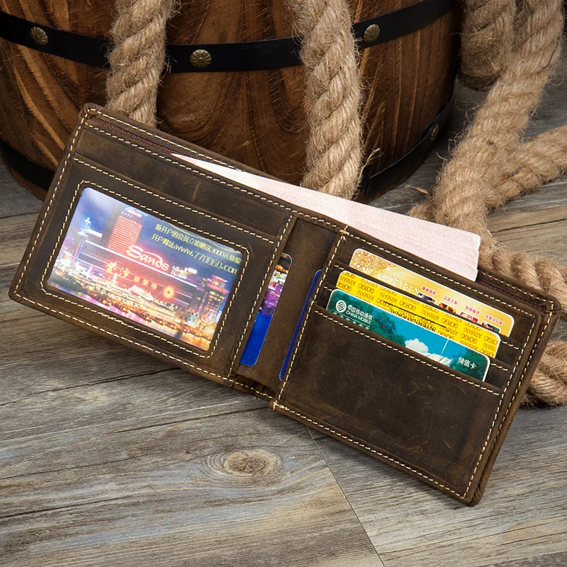 Кошелек мужской из натуральной воловьей кожи на молнии с отделением для