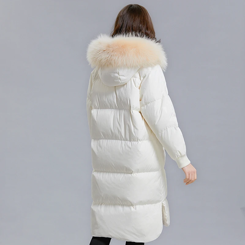 2018 новое зимнее пальто куртка женская белая пуховая настоящий натуральный мех