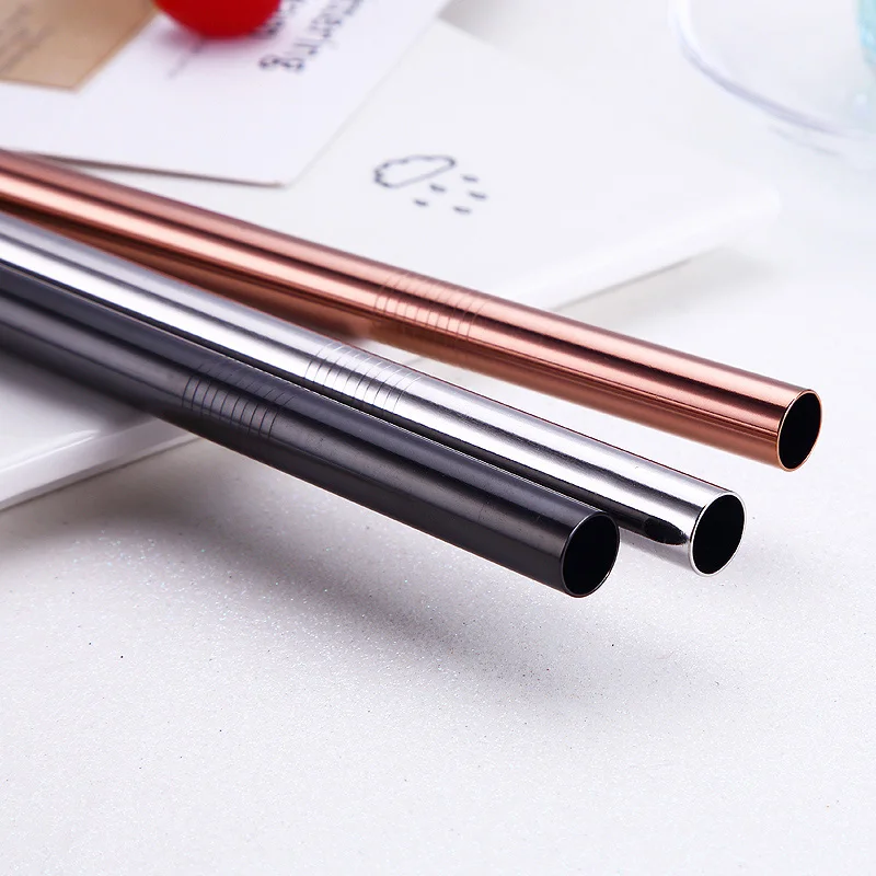 6/12mm*215mm Stainless Steel Drinking Straw Reusable Straight Metal Straws Fruit Juice Milk Eco-Friendly Bar Accessories | Дом и сад