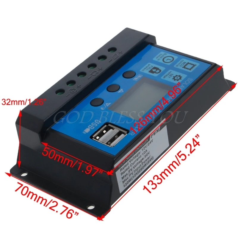 PWM 10/20/30A Dual USB Solar Panel Battery Regulator Charge Controller 12/24V LCD Dropshipping | Обустройство дома
