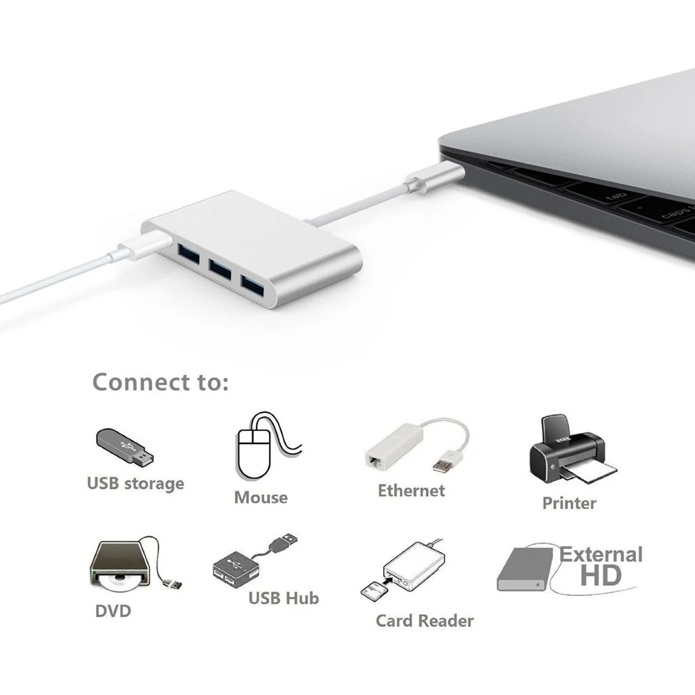 Качество 4 в 1 Тип C USB 3 0 2 концентратор кабель адаптер зарядный конвертер для Macbook