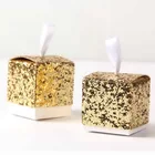 50 шт., коробка для конфет с золотыми блёстками