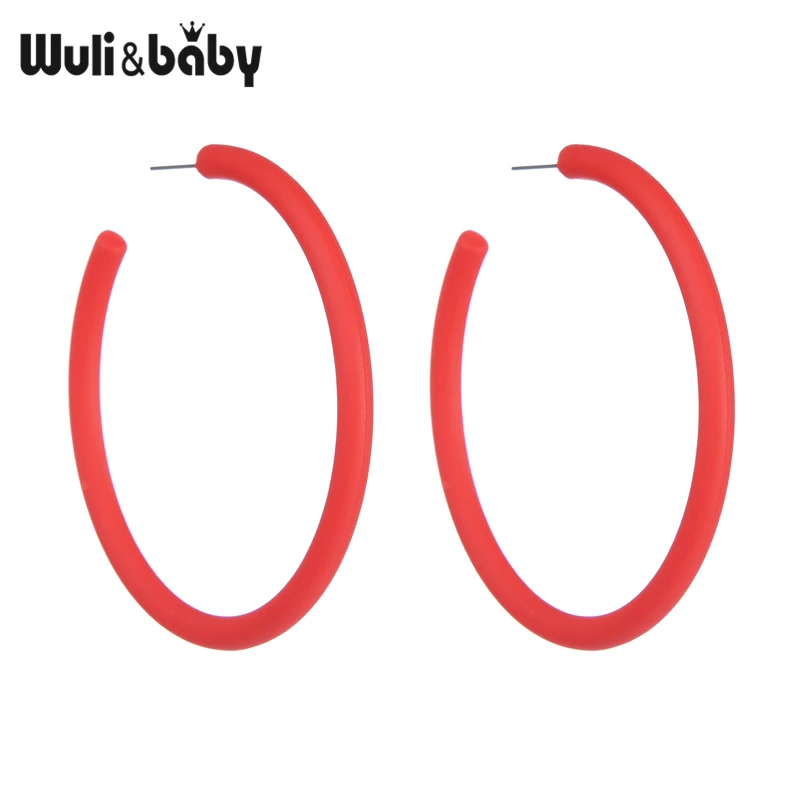 Wuli& baby, красный, синий, белый цвет, серьги-кольца для женщин, Классические массивные большие круглые серьги