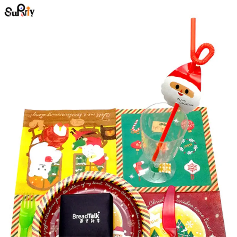 120pcs Santa Claus Straws Christmas Party Paper Festive for Kids Reindeer Tableware Father | Дом и сад