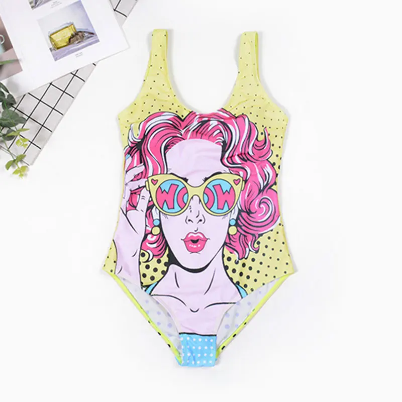 

Womens Cute Cartoon Print Swimwear Women One Piece Swimsuit Bathing Suit Push Up Bikini Monokini Lady Swimming Costume Beachwear