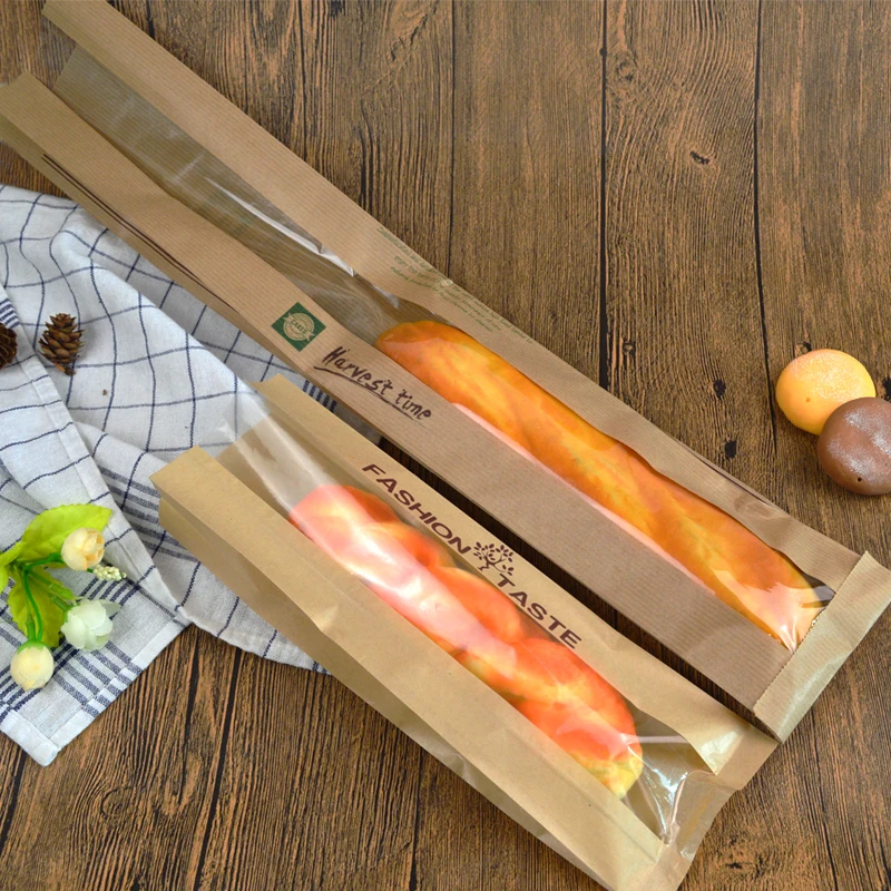 50pcs Free shipping Kraft paper bread bags Baguettes Packaging Biscuits toast bag Baking takeaway | Дом и сад