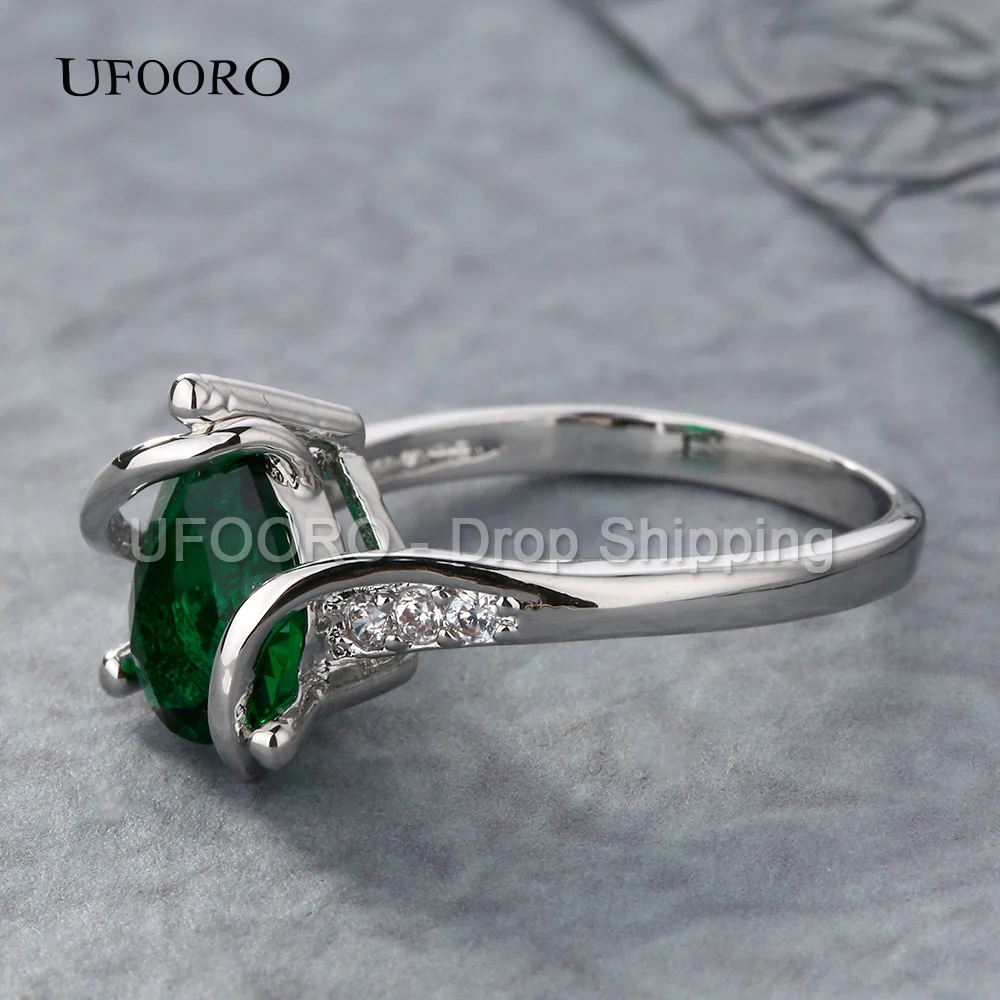 UFOORO водное кольцо 6 ct Циркон с микро проложенным горным хрусталем вокруг