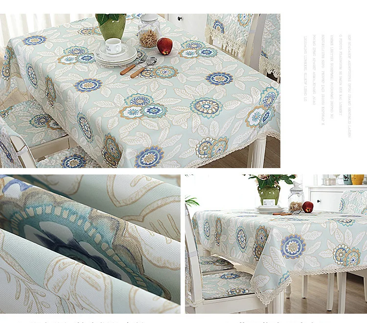 Круглая небесно-голубая зеленая квадратная скатерть для обеденного стола из