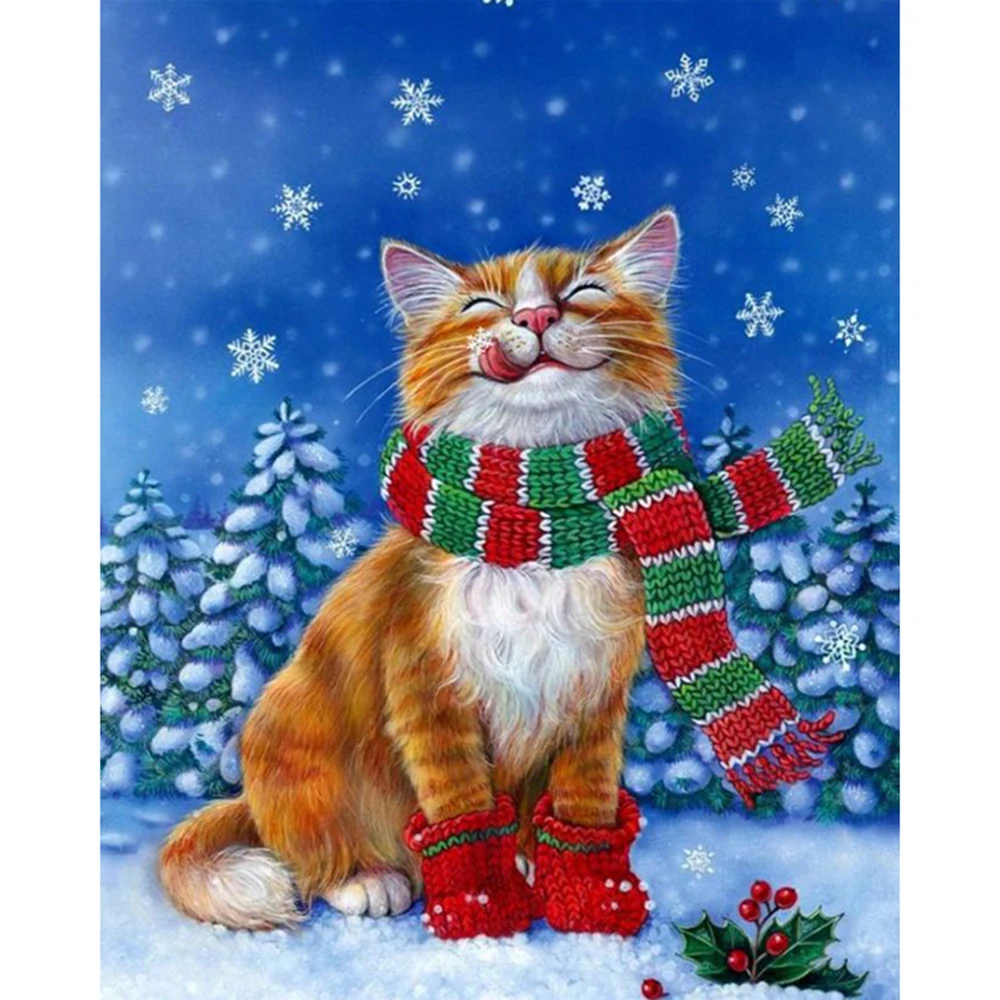 Diamond Painting Full Drill square/round Excited Kitten Mosaic DIY Cross Stitch Embroidery Home Decor | Дом и сад