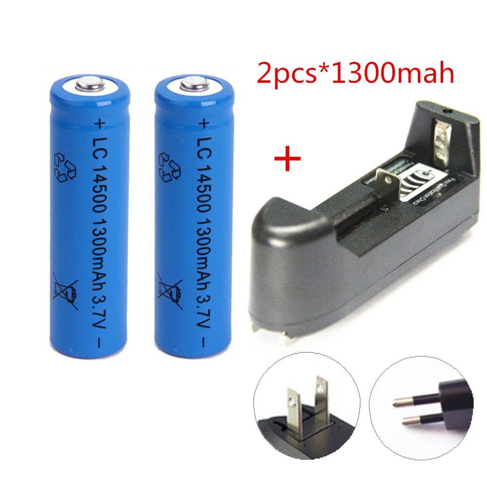 2 шт./компл. 14500 батарея 3 7 V 1300 мА/ч литий-ионный Аккумулятор-1 шт. зарядное