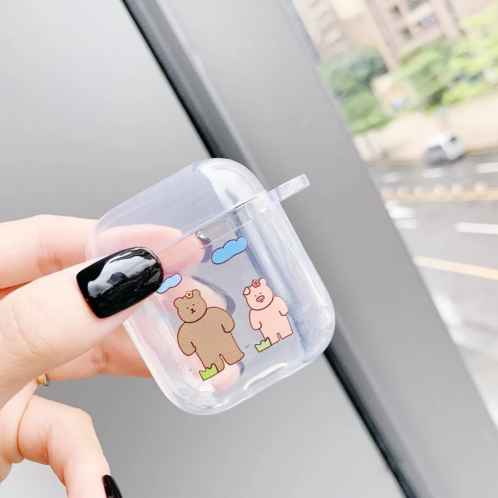 12 Мягкий прозрачный чехол для наушников из ТПУ с рисунком для Apple AirPods 1 2, проводная Беспроводная зарядная коробка, прозрачные чехлы, милый защитный чехол - Цвет: 12