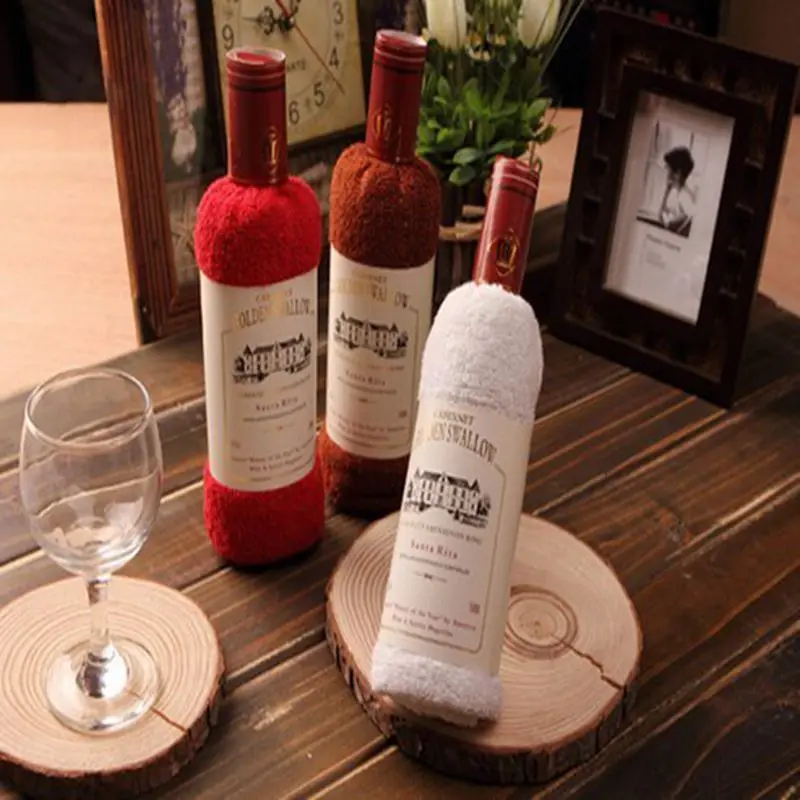 Креативное полотенце в форме бутылки красного вина подарочные пакеты ОПП