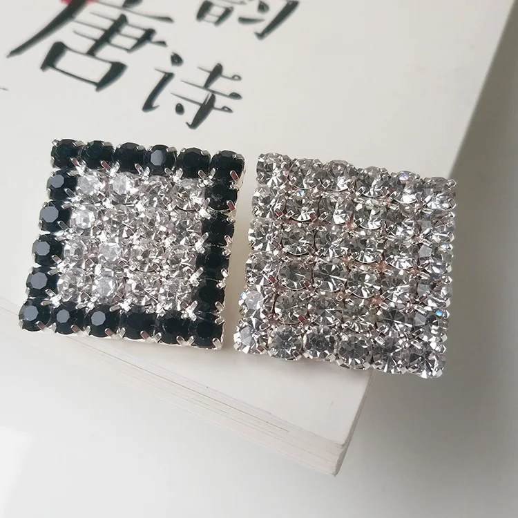 DIY high quality bling-bling square Rhinestone Button snowflake pattern Coat button | Дом и сад